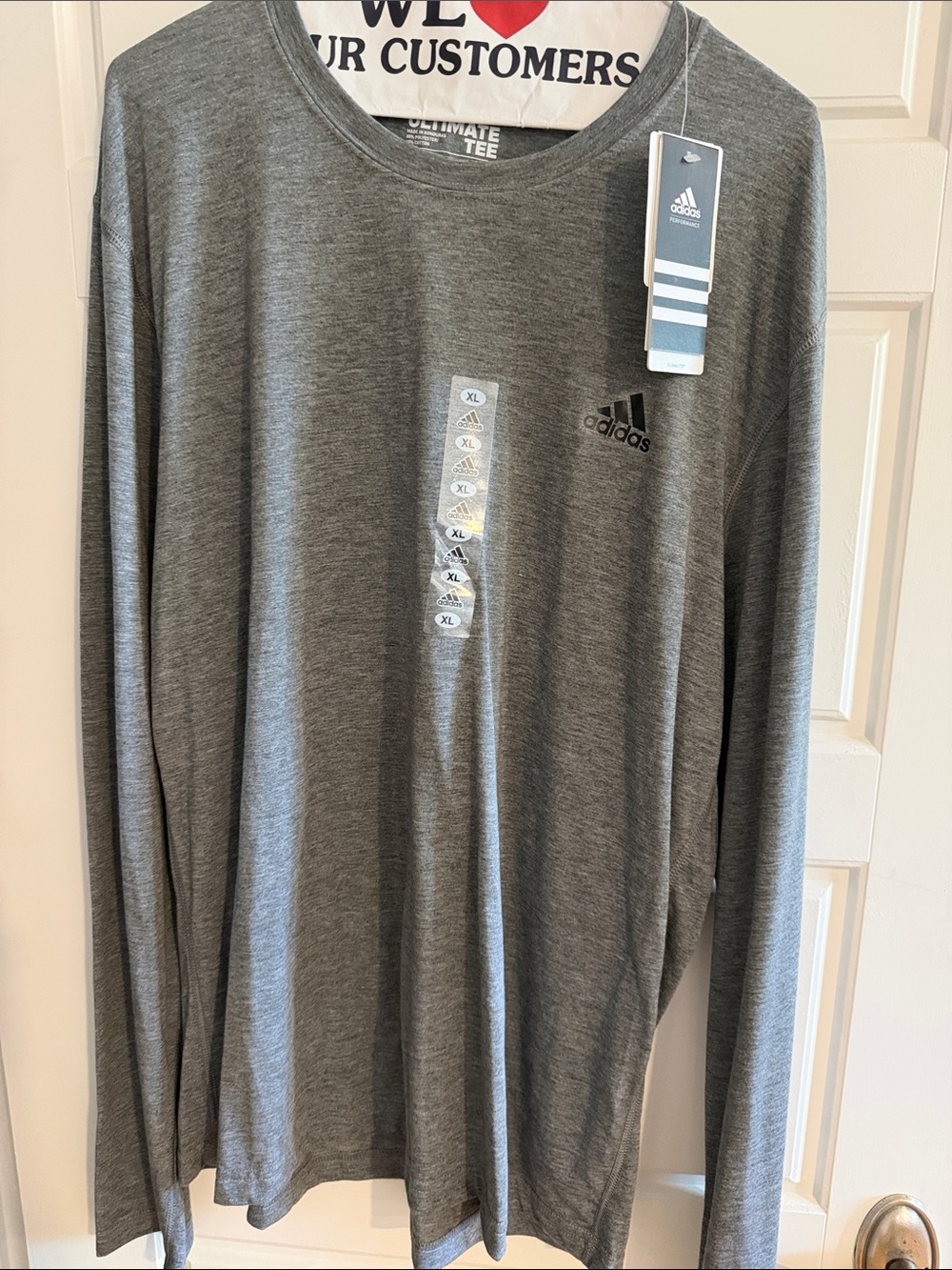 NWT Adidas Gray Long-Sleeve Ultimate Tee